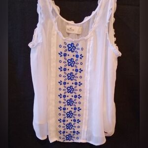 Hollister gauze white sleeveless top